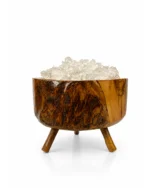 Olive Glow rock salt lamp with olive wood and Siwa salt crystals – W1