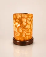 Light Mosaic rock salt lamp with olive wood and Siwa salt crystals – W2