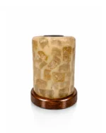 Light Mosaic rock salt lamp with olive wood and Siwa salt crystals – W2