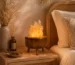 Olive Flame rock salt lamp with olive wood and Siwa salt crystals – W3