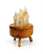 Olive Flame rock salt lamp with olive wood and Siwa salt crystals – W3