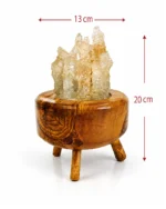 Olive Flame rock salt lamp with olive wood and Siwa salt crystals – W3