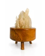 Olive Peaks rock salt lamp with olive wood and Siwa salt crystals – W4