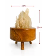 Olive Peaks rock salt lamp with olive wood and Siwa salt crystals – W4