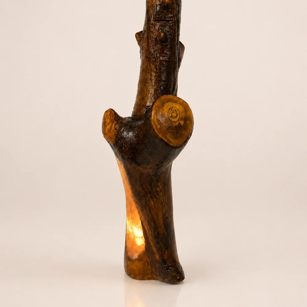 Olive Soul rock salt lamp with natural olive wood and Siwa salt crystals
