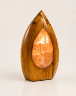 Olive Leaf rock salt lamp with olive wood and Siwa salt crystals – W8